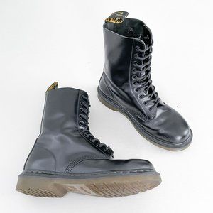Dr. Martens Black 1490 Smooth Leather Mid-Calf Lace Up Combat Boot Womens Size 9